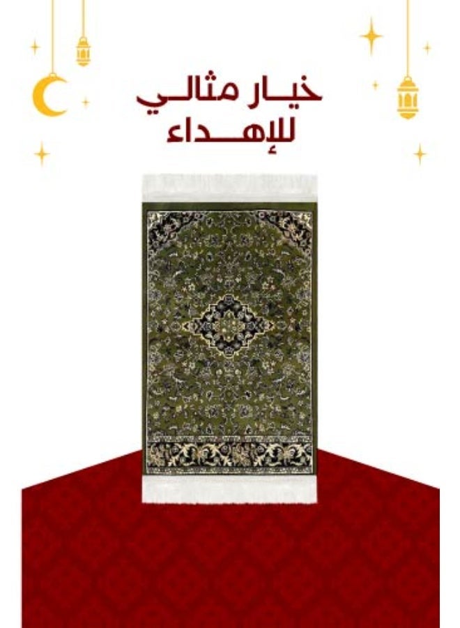 سجادتي سجادة صلاة الروضة  مبطنة بتصميم مستوحى من الروضة الشريفة باللون الأخضر  سماكة مرنة (مقاس 5mm) - Image 1